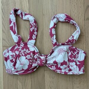 Floral Pink and White Bikini Top